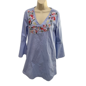 Spense embroidered dress women’s size 10 blue bell sleeves